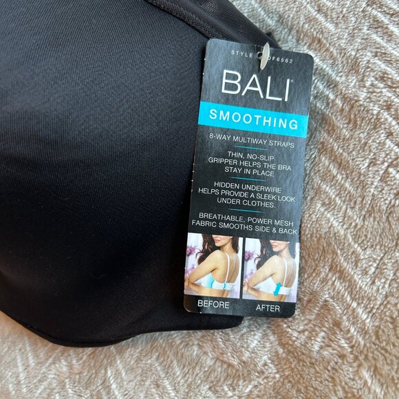 Bali Bra Smoothing Underwire 8-Way Convertible Black 36D Strapless - Picture 2 of 9